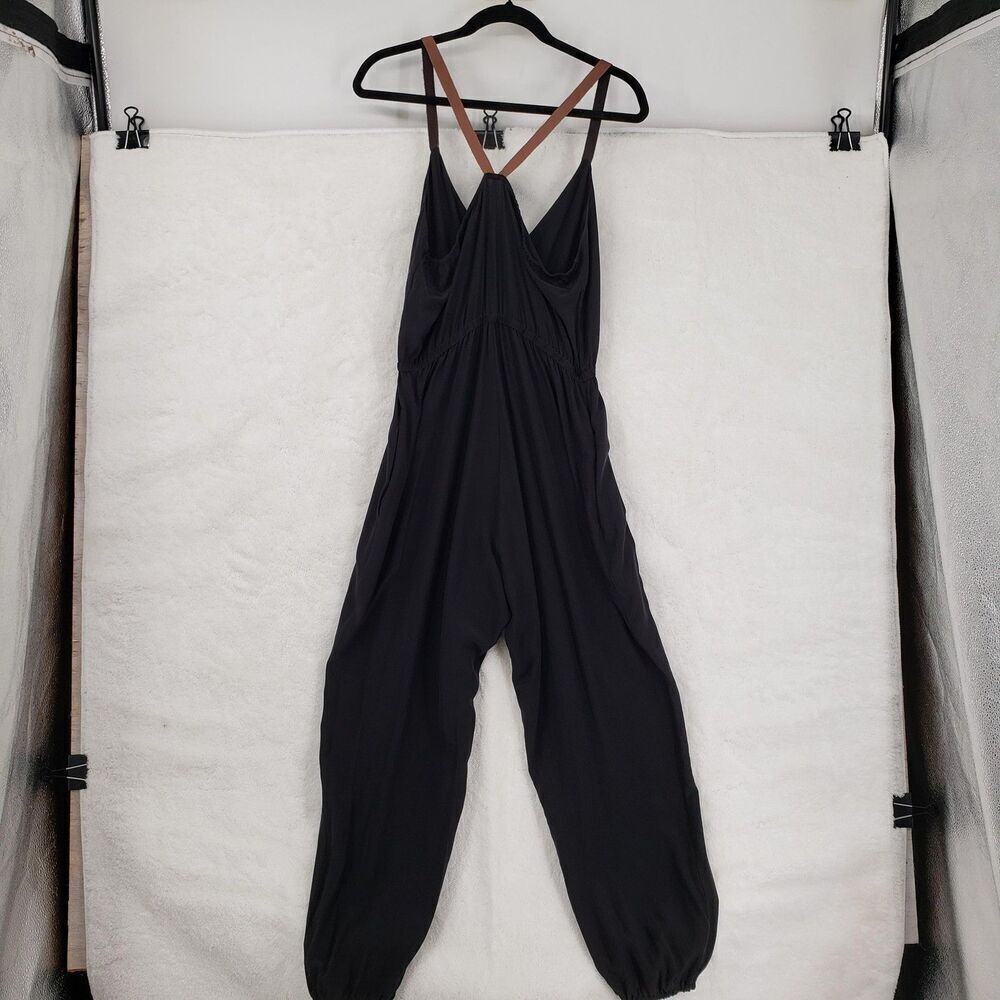 Twelfth Street Cynthia Vincent Jumpsuit Womens Medium Black Silk Leather Straps - Picture 5 of 10